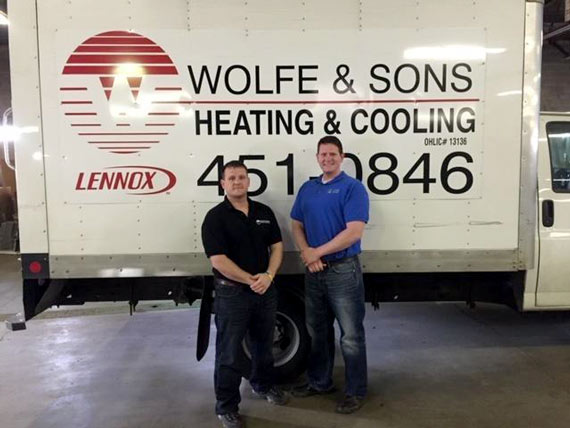 John and Tim "Gordie" Wolfe with the delivery truck
